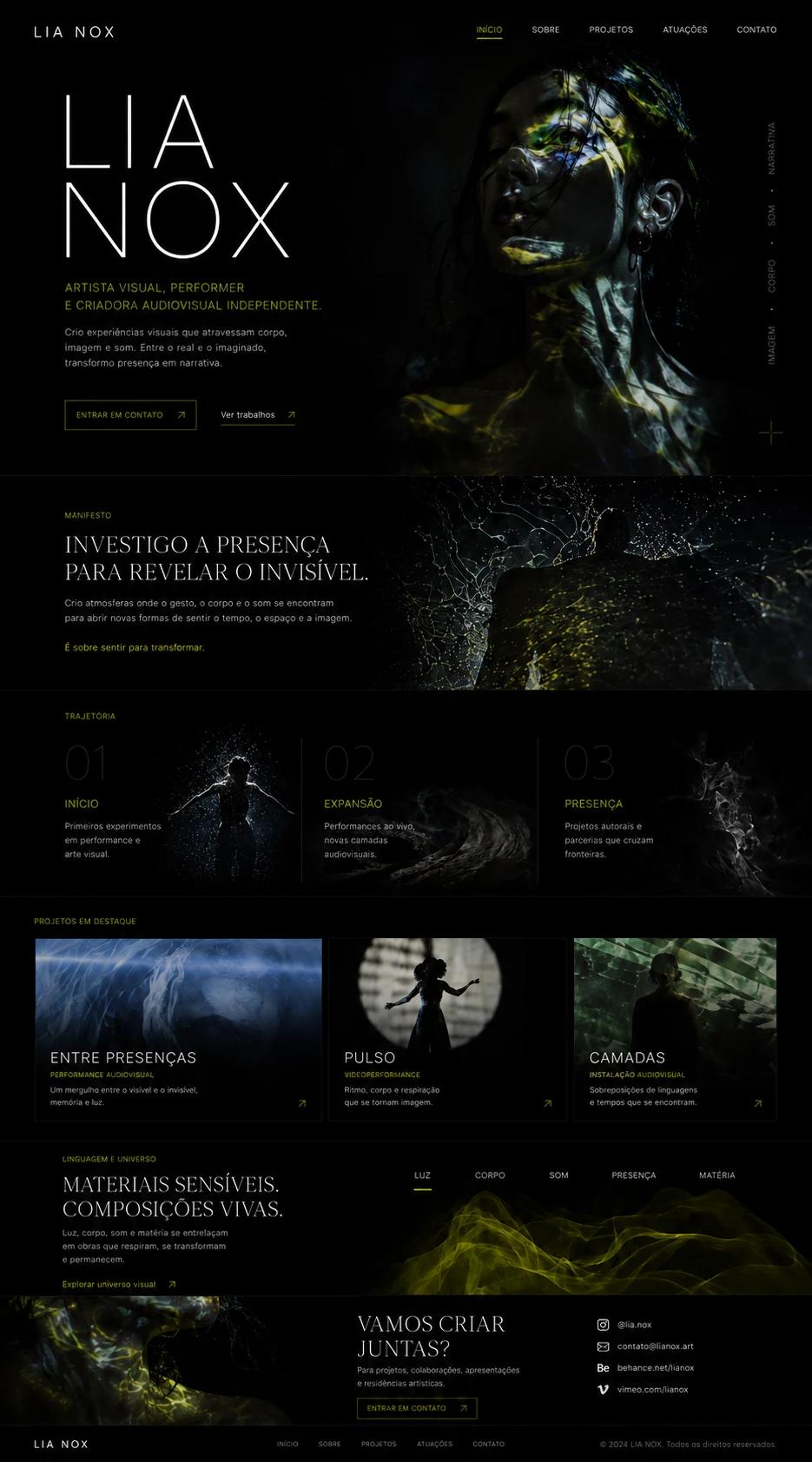 Exemplo do formato Experience para portf&oacute;lio imersivo premium.